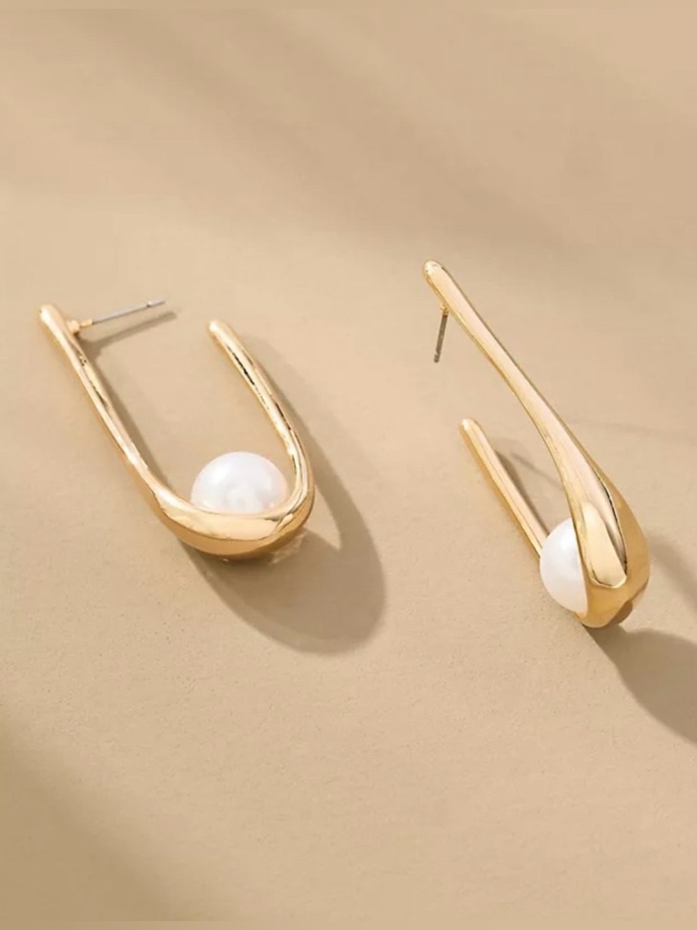 New Anthropologie Pearl Vintage Hoop Earrings - Picture 6 of 16